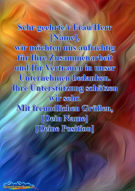 Geschäftliche Danksagungen für Kunden und Partner