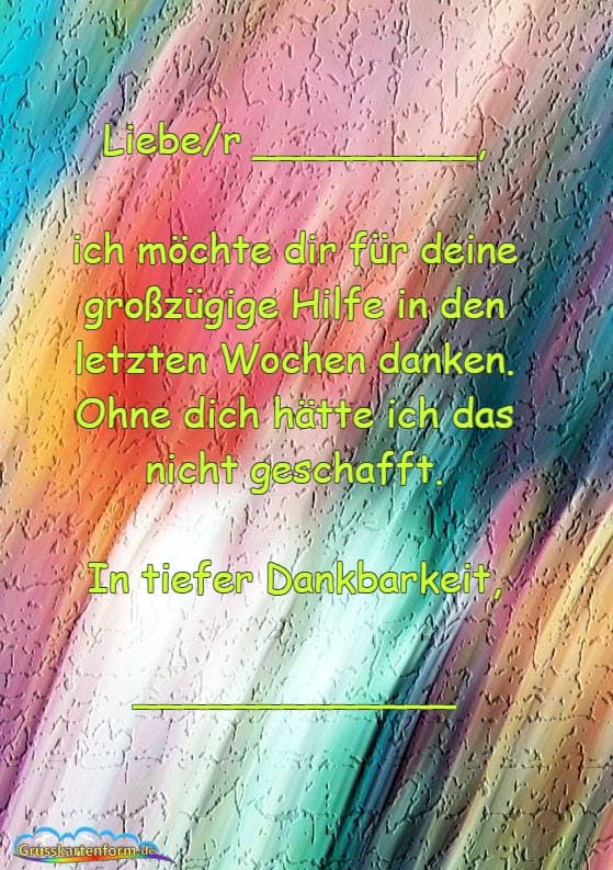 Danksagungen für besondere Hilfe